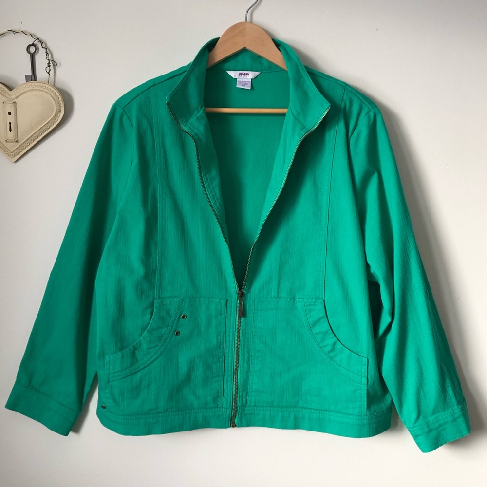 Light jean-type jacket - size 16P - Alia Petites - green spring light jacket